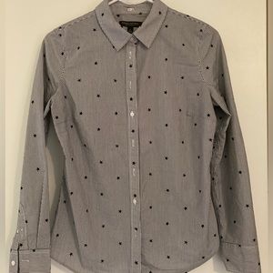 Banana Republic Striped Button Up Shirt Star Print